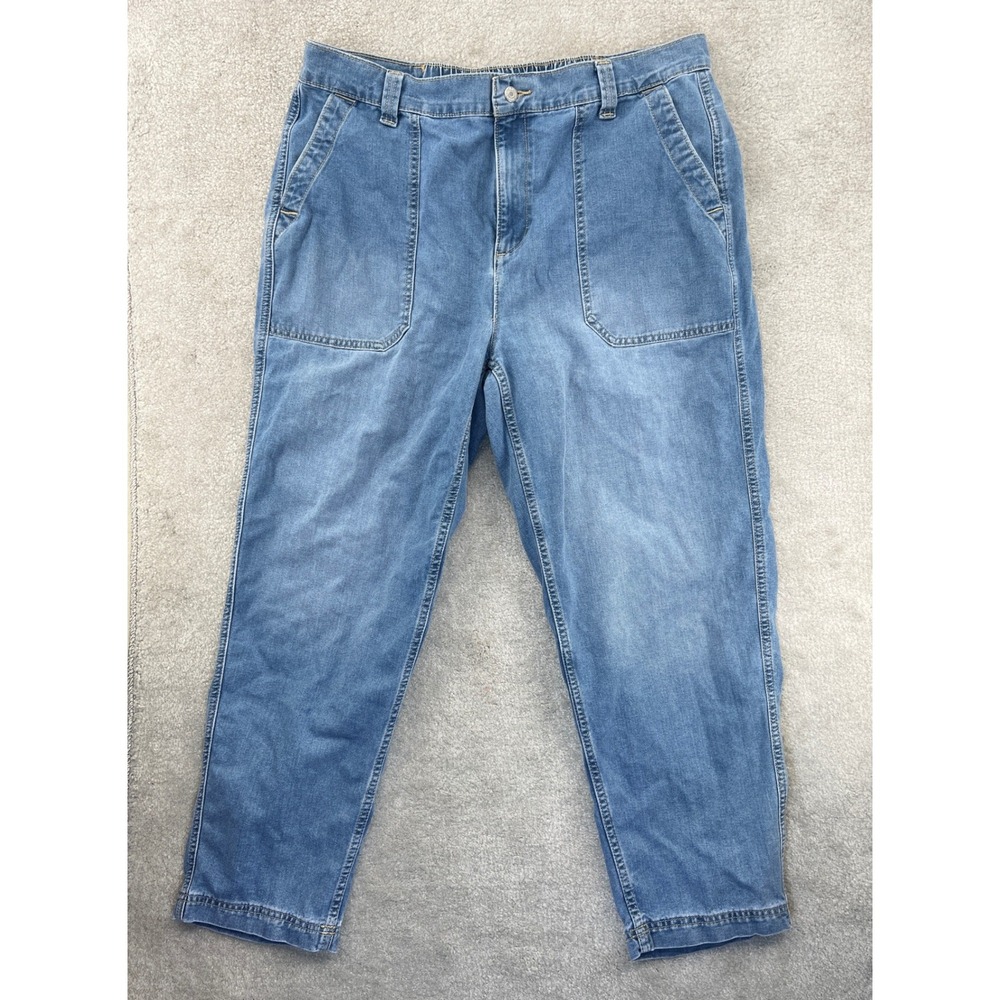 Old Navy OG Chino Pants Size XL Tall Blue Denim High Rise Elastic Waist Relaxed